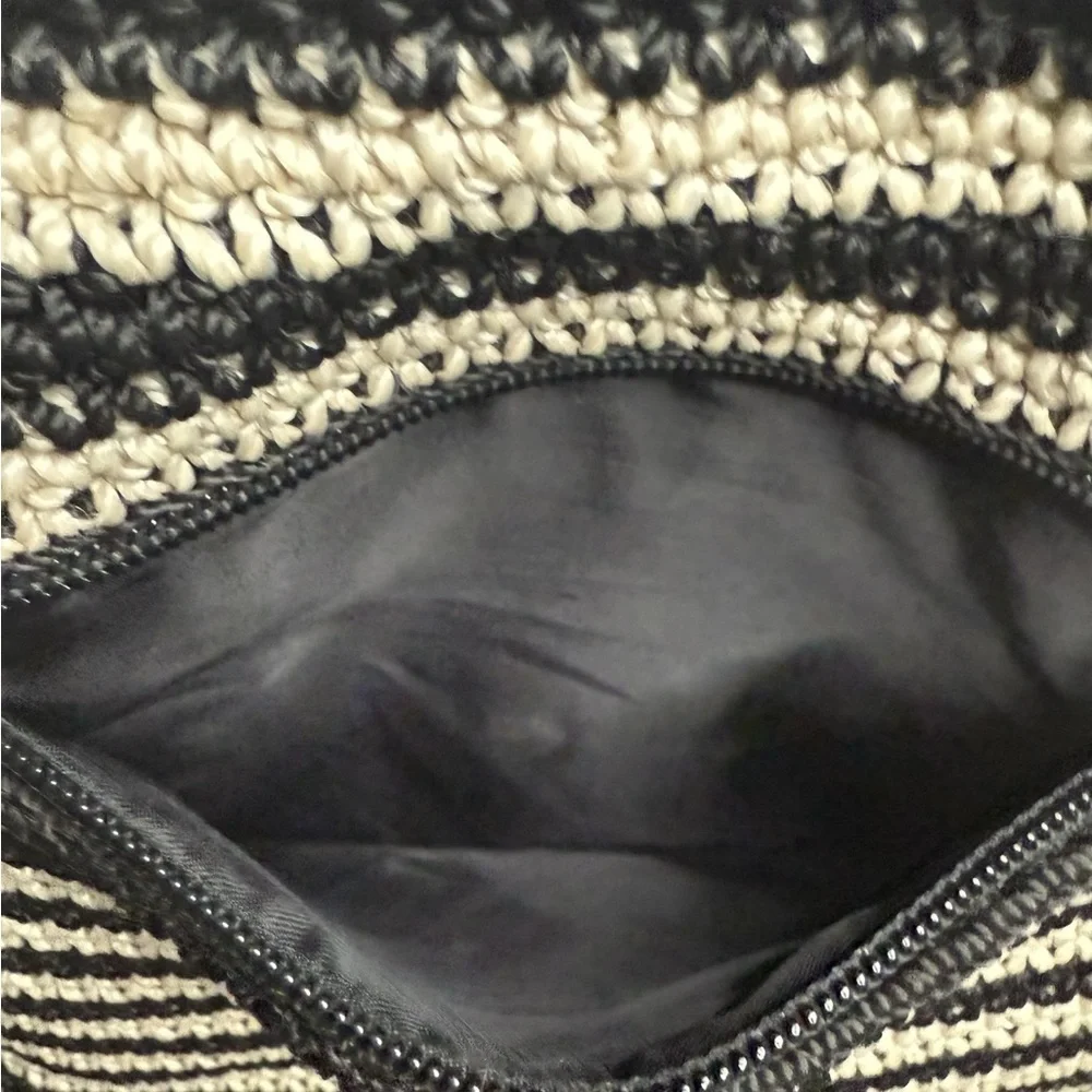 The Sak Black and White Crochet Collection Hobo Handbag
